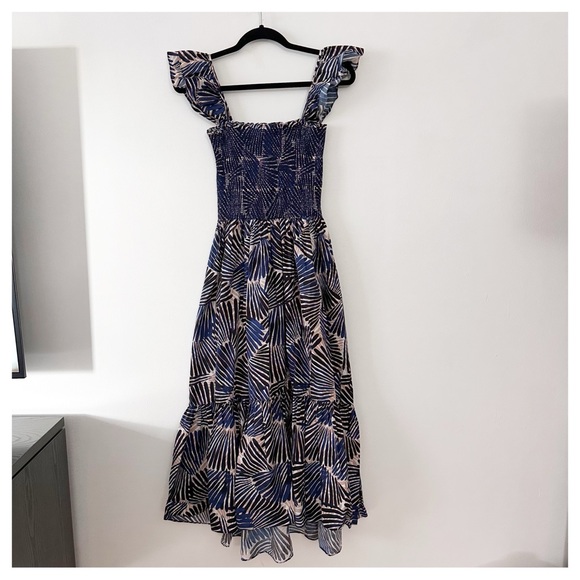 CARA CARA Ruby Dress In Palm Stripes Navy size‎ small - Picture 2 of 7